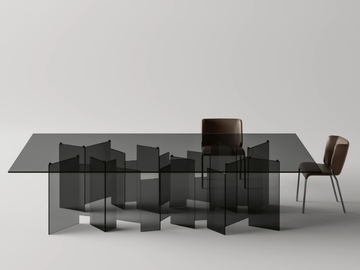 METROPOLIS XXL - Rectangular tempered glass table by Tonelli Design