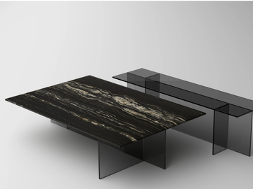 SESTANTE STONE - Coffee table with marble top and glass base by Tonelli Design