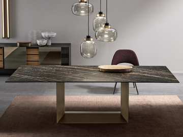 T5 E - Extending rectangular ceramic and metal table by Tonelli Design