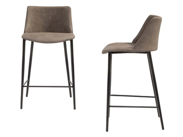 AGATA - Leather stool with footrest by Tonin Casa