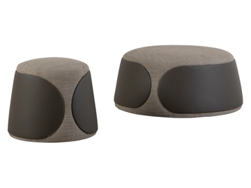 MAMA - Upholstered round fabric and leather pouf by Tonin Casa