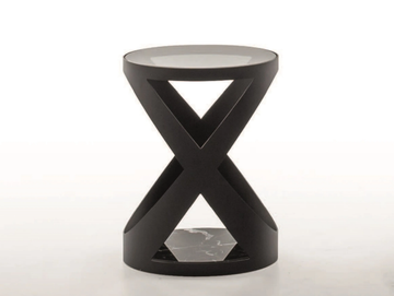 RIMINI - High metal and glass side table with marble base by Tonin Casa