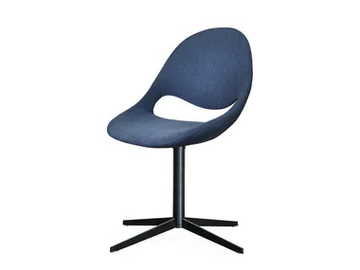 LITTLE MOON UPHOLSTERED - Upholstered trestle-based with 4-spoke base fabric chair by Tonon