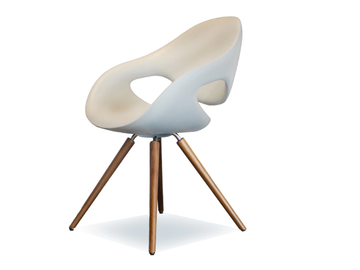 Moon - Integral polyurethane foam chair with wooden base by Tonon