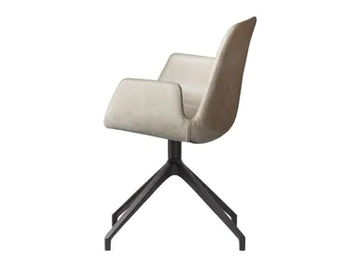 STEP - Trestle-based leather chair with armrests by Tonon