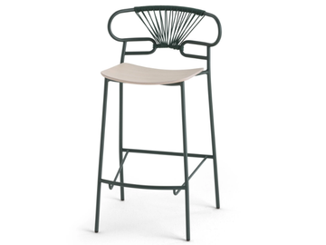 GENOA CROSS - Metal and Beech stool with footrest by TrabA'