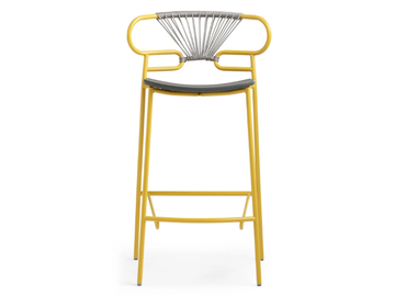 GENOA CROSS - Metal and polyurethane stool with back by TrabA'