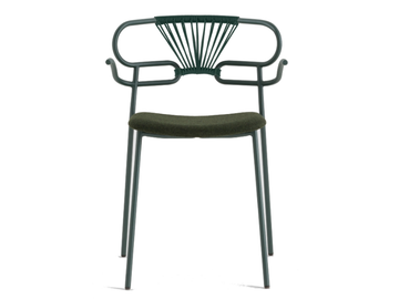 GENOA CROSS - Metal chair with armrests with integrated cushion by TrabA'