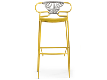 GENOA CROSS - Metal stool with back with integrated cushion by TrabA'