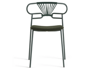 GENOA CROSS - Stackable metal chair open back with integrated cushion by TrabA'