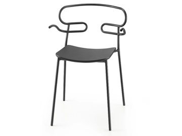 GENOA - Open back metal and polyurethane chair with armrests by TrabA'