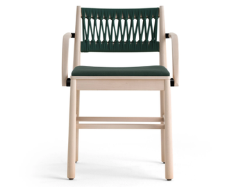 JULIE - Beech chair with armrests with integrated cushion by TrabA'