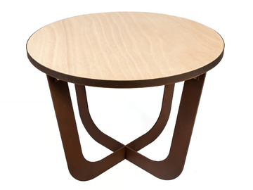 COFFEE - Round Corten™ and Okoumé wood coffee table by TrackDesign