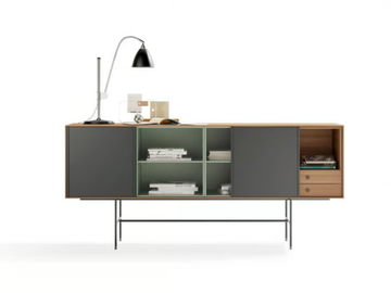 AURA 80 - Walnut sideboard with doors by TREKU