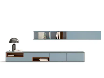 AURA 84 - Low wooden TV cabinet with doors by TREKU