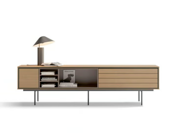 AURA 89 - Modular wooden TV cabinet with drawers by TREKU