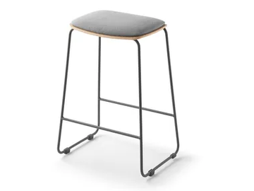 BISELL METAL - Sled base wooden stool with integrated cushion by TREKU