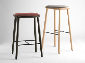 BISELL - Wooden stool with integrated cushion by TREKU