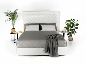 JAMES - Leather double bed with tufted headboard by Tremolada