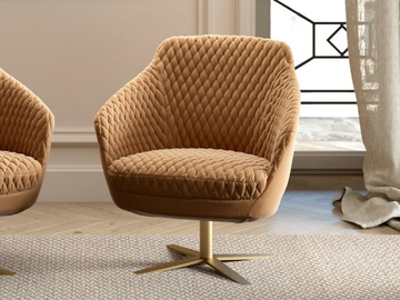 KATY - With 4-spoke base fabric easy chair with armrests by Tremolada