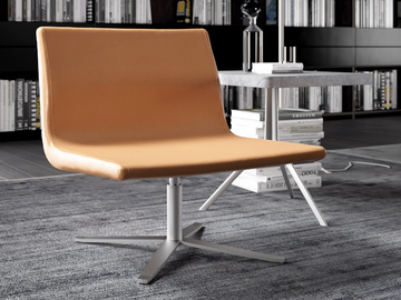 LAURYN - With 4-spoke base swivel leather easy chair by Tremolada