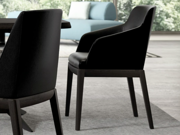 TINA - Upholstered leather chair with armrests by Tremolada