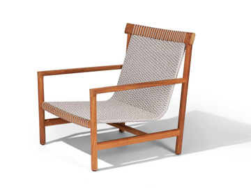 AMANU - Sled base teak garden armchair with armrests by TRIBÙ
