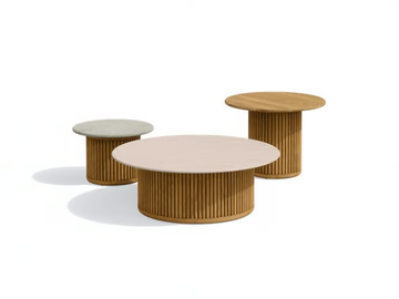 OTTO - Round teak garden side table by TRIBÙ