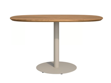 T-TABLE - Oval garden table with steel base and teak top by TRIBÙ