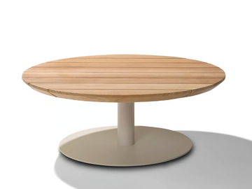 T-TABLE - Round low teak garden side table by TRIBÙ