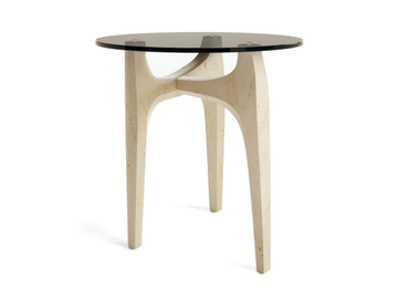 KYAMAN - Round side table with marble base and glass top by TRNK