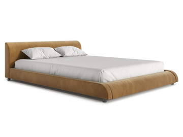 MAURA - Fabric double bed with upholstered headboard by TRNK