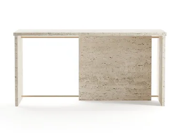 SEGMENT - Rectangular travertine writing desk by TRNK