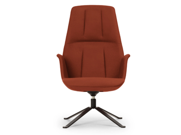 HIVE - Swivel trestle-based fabric armchair with armrests by True Design