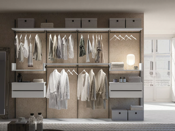 LUDO - Sectional melamine-faced chipboard walk-in wardrobe by TUMIDEI