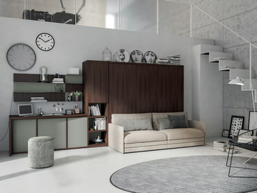 ON-OFF CONFIGURATION 266 - Storage wall with fold-away bed by TUMIDEI
