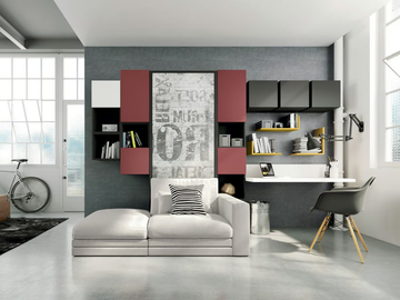 ON-OFF CONFIGURATION 269 - Storage wall with fold-away bed by TUMIDEI