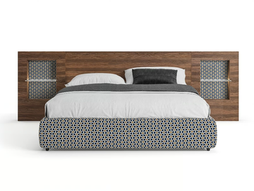 PLAN - Double bed with integrated nightstands by TUMIDEI