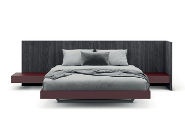 RIM - Wooden double bed with integrated nightstands by TUMIDEI