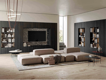 TEATRO - Open wooden bookcase with built-in lights by TUMIDEI