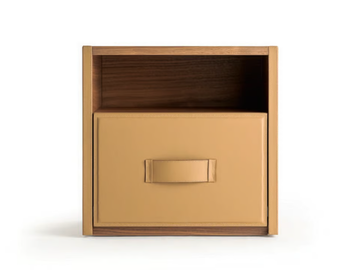 ATELIER - Rectangular leather bedside table with drawers by Turri