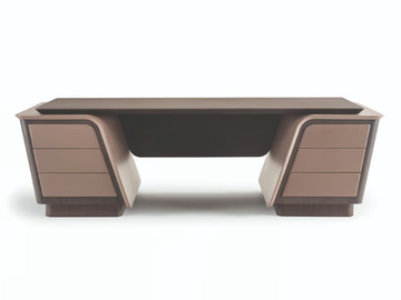 BLUES - Rectangular walnut executive desk with drawers by Turri