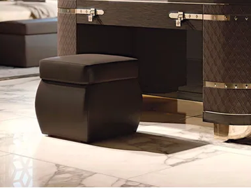 DIAMOND - Upholstered square leather pouf by Turri