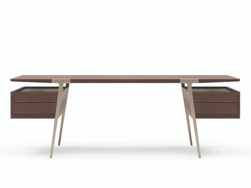 DOMUS - Rectangular wooden office desk with drawers by Turri