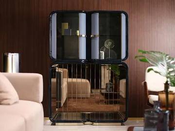 MADISON - Wood and glass bar cabinet by Turri