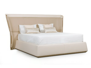 MELTING LIGHT - Upholstered leather double bed with high headboard by Turri
