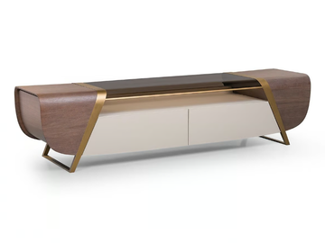 MELTING LIGHT - Wood and glass TV cabinet with drawers by Turri