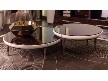 NOIR - Round low marble bistro side table by Turri
