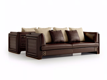 NUMERO TRE - 3 seater leather leisure sofa by Turri