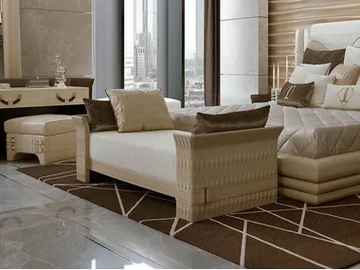 NUMERO TRE - Upholstered leather bench by Turri